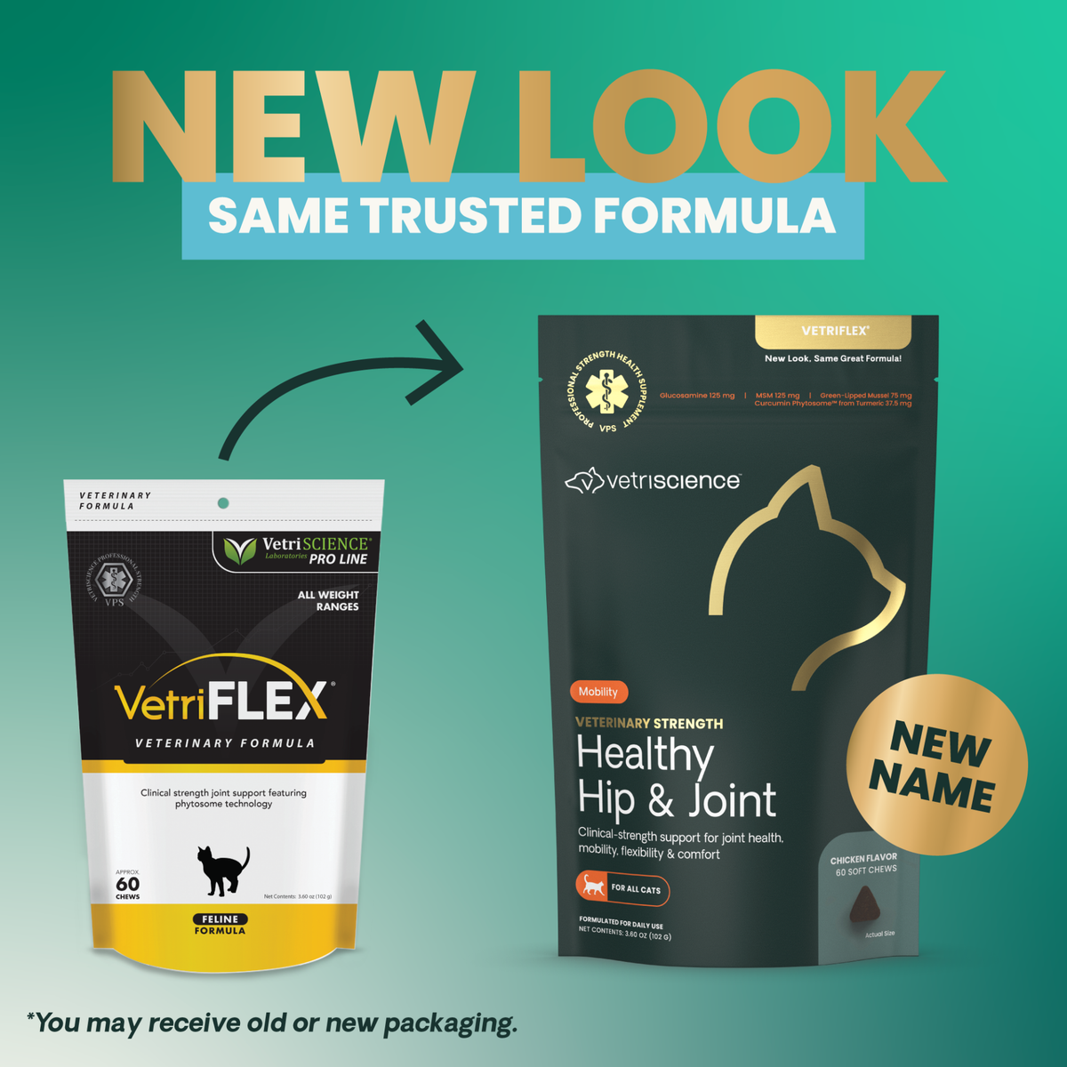 Vetriscience Veterinary Strength Healthy Hip & Joint (VetriFlex) Chews for Cats, 60ct