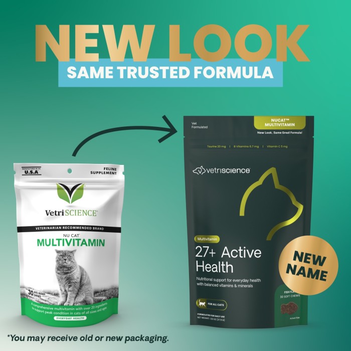 VetriScience 27+ Active Health (NuCat) Multivitamin Chews for Cats, 30ct