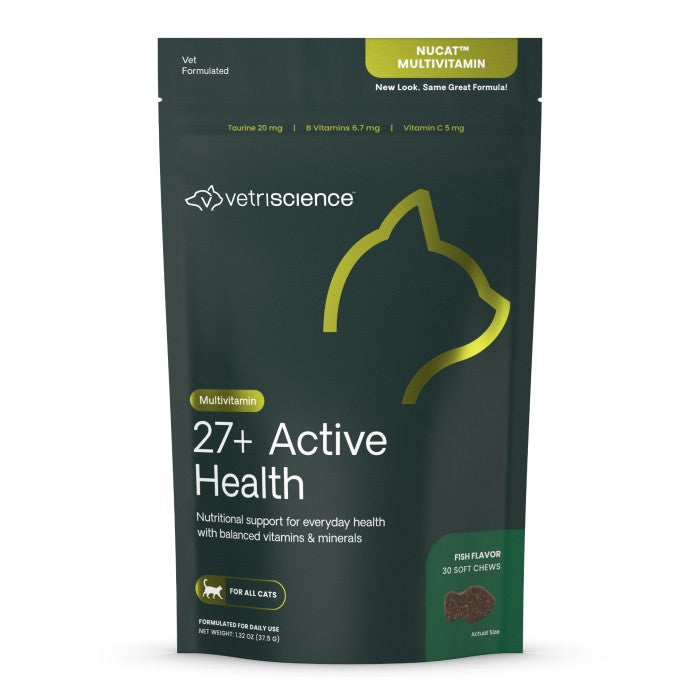 VetriScience 27+ Active Health (NuCat) Multivitamin Chews for Cats, 30ct