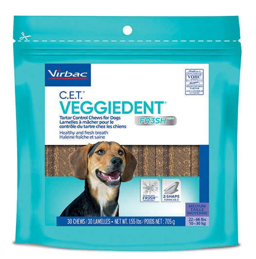 C.E.T. Veggiedent Fr3Sh Tartar Control Chews For Dogs, 30ct