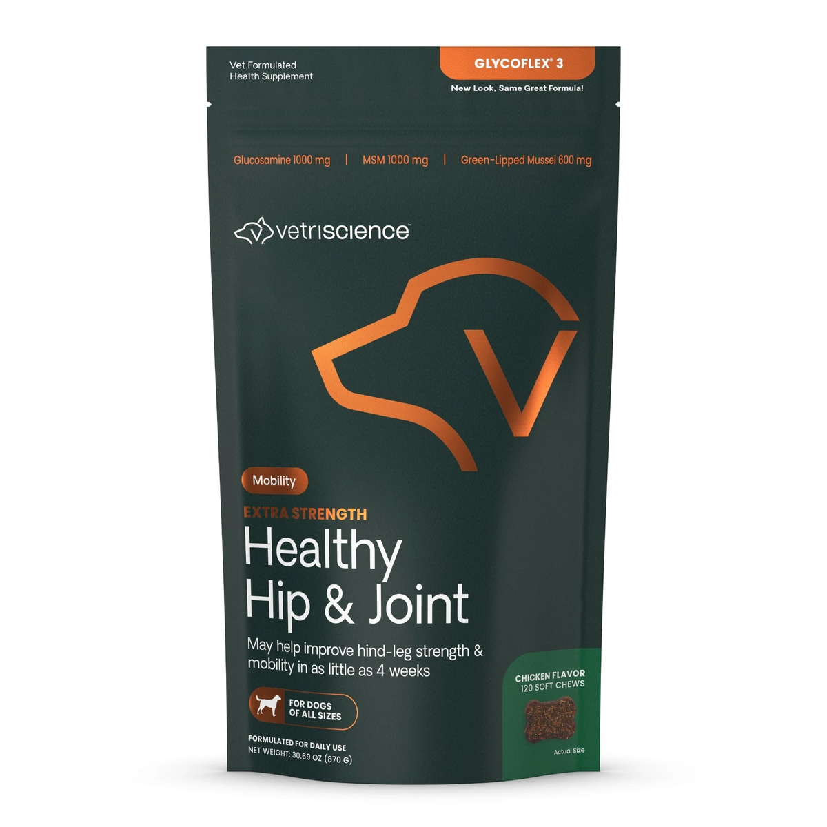 Extra Strength Healthy Hip and Joint Soft Chews for Dogs of All Sizes, Chicken Flavor, 120 Count