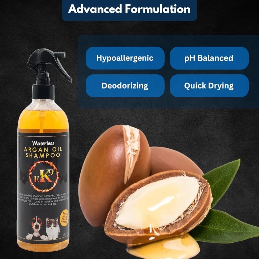 E3 K9 Waterless Argan Oil Shampoo: 16oz