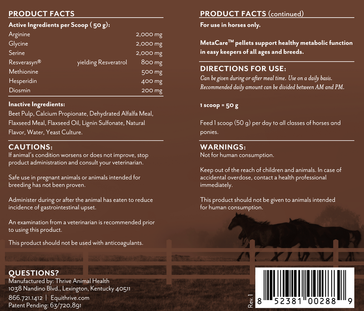 Equithrive MetaCare Metabolic Support Pellets for Horses