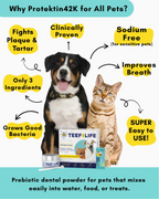TEEF for Life Protektin42K Sodium-Free Prebiotic Dental Powder Kit for Dogs & Cats