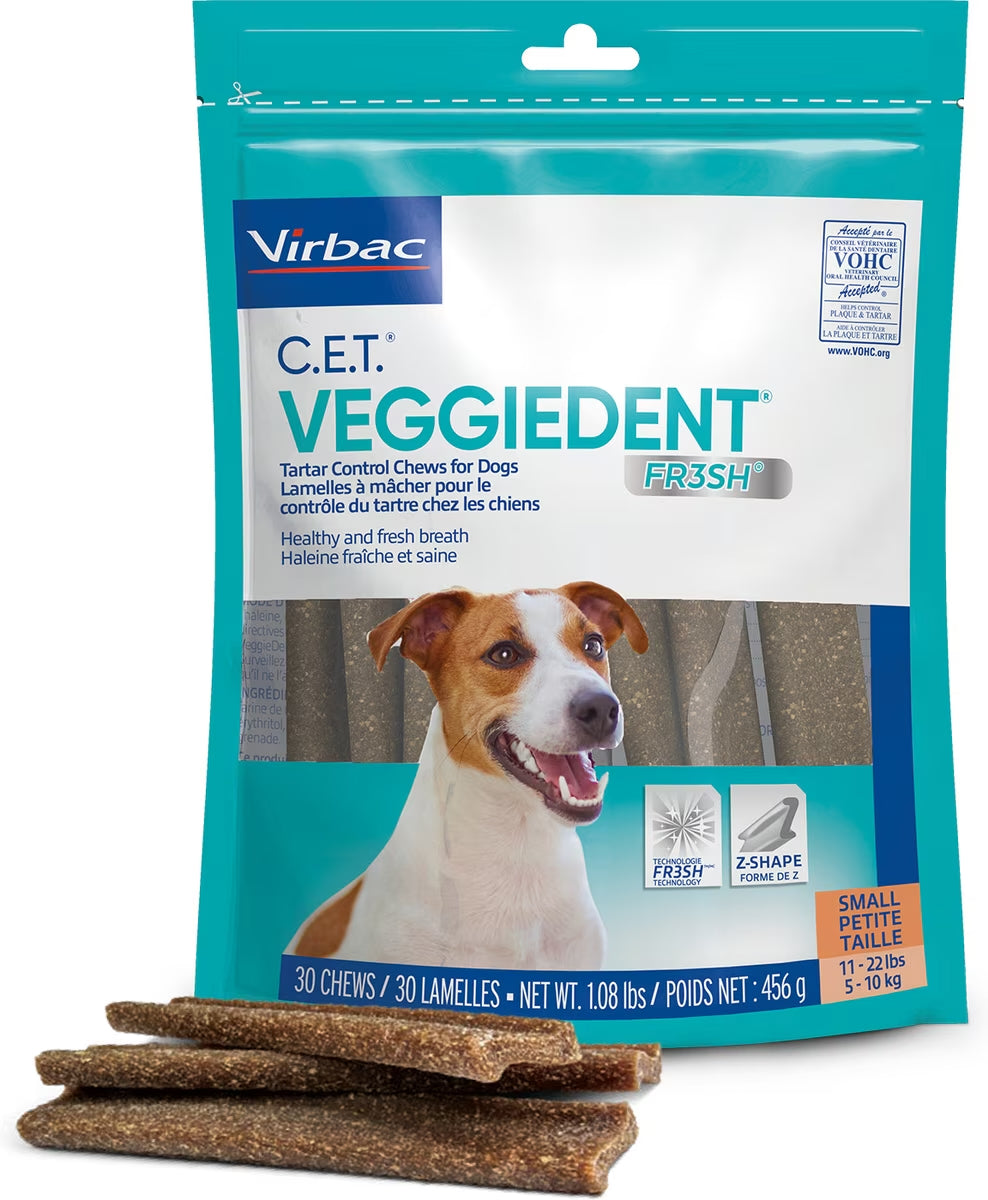 C.E.T. Veggiedent Fr3Sh Tartar Control Chews For Dogs, 30ct