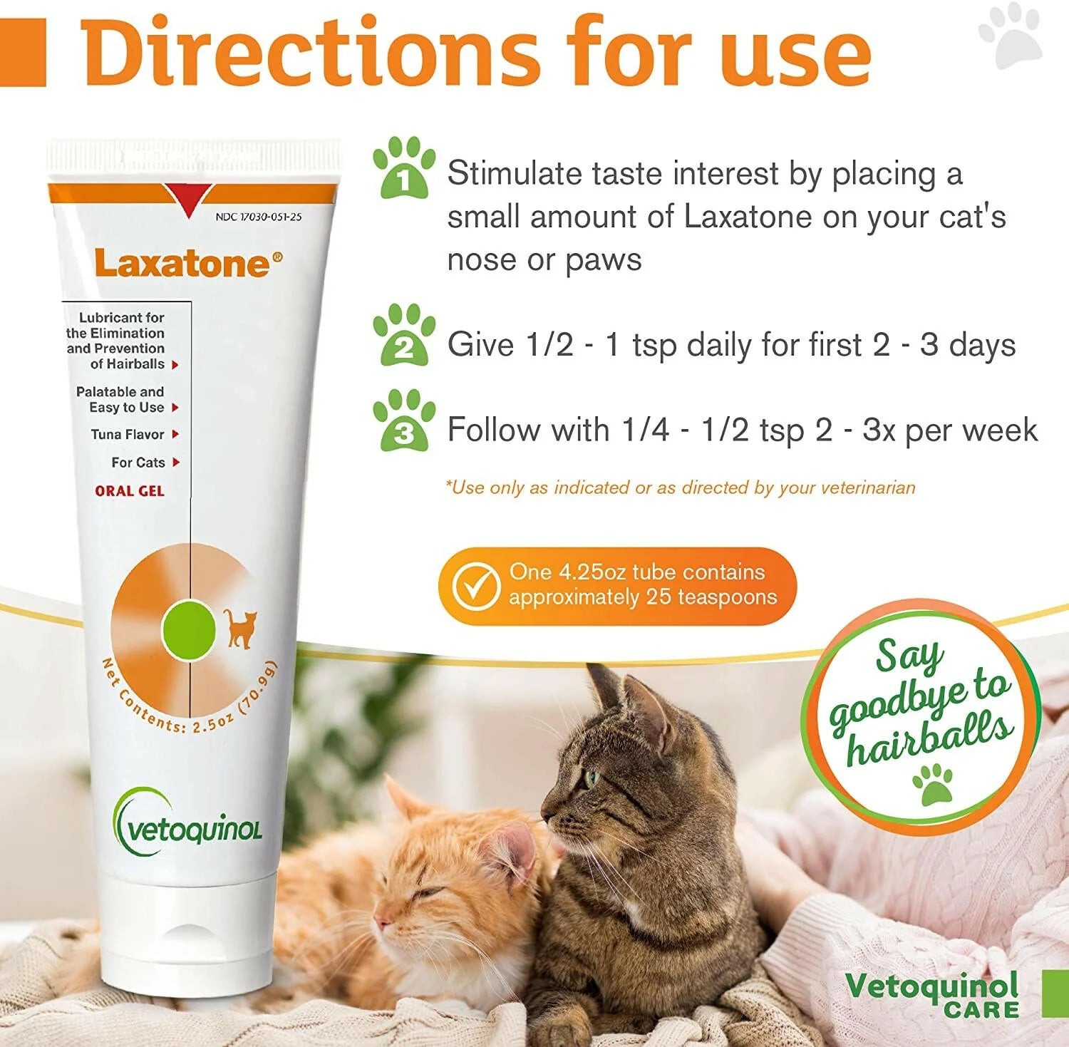 Laxatone Hairball Laxative Oral Gel for Cats, 4.25oz