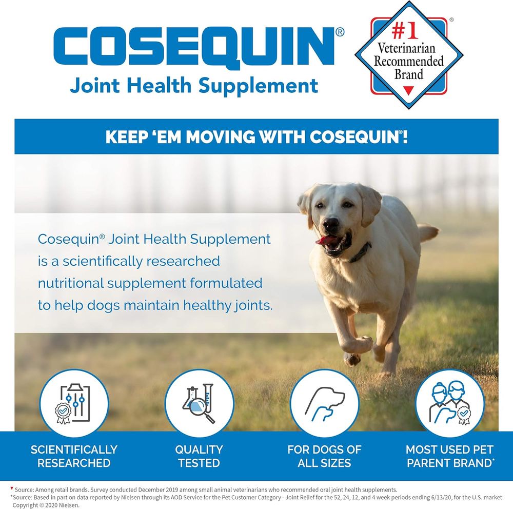 Nutramax Cosequin DS Maximum Strength Chewable Tablets for Dogs with MSM & HA, 60ct