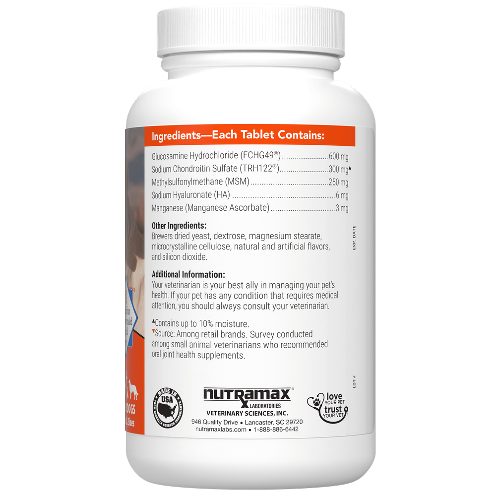 Nutramax Cosequin DS Maximum Strength Chewable Tablets for Dogs with MSM & HA, 60ct