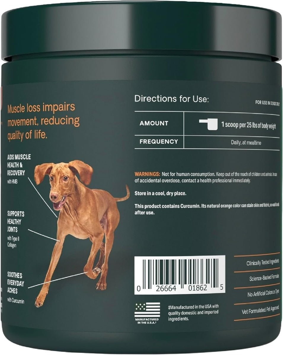 VetriScience HMB directions for use - 1 scoop per 25 lbs daily at mealtime