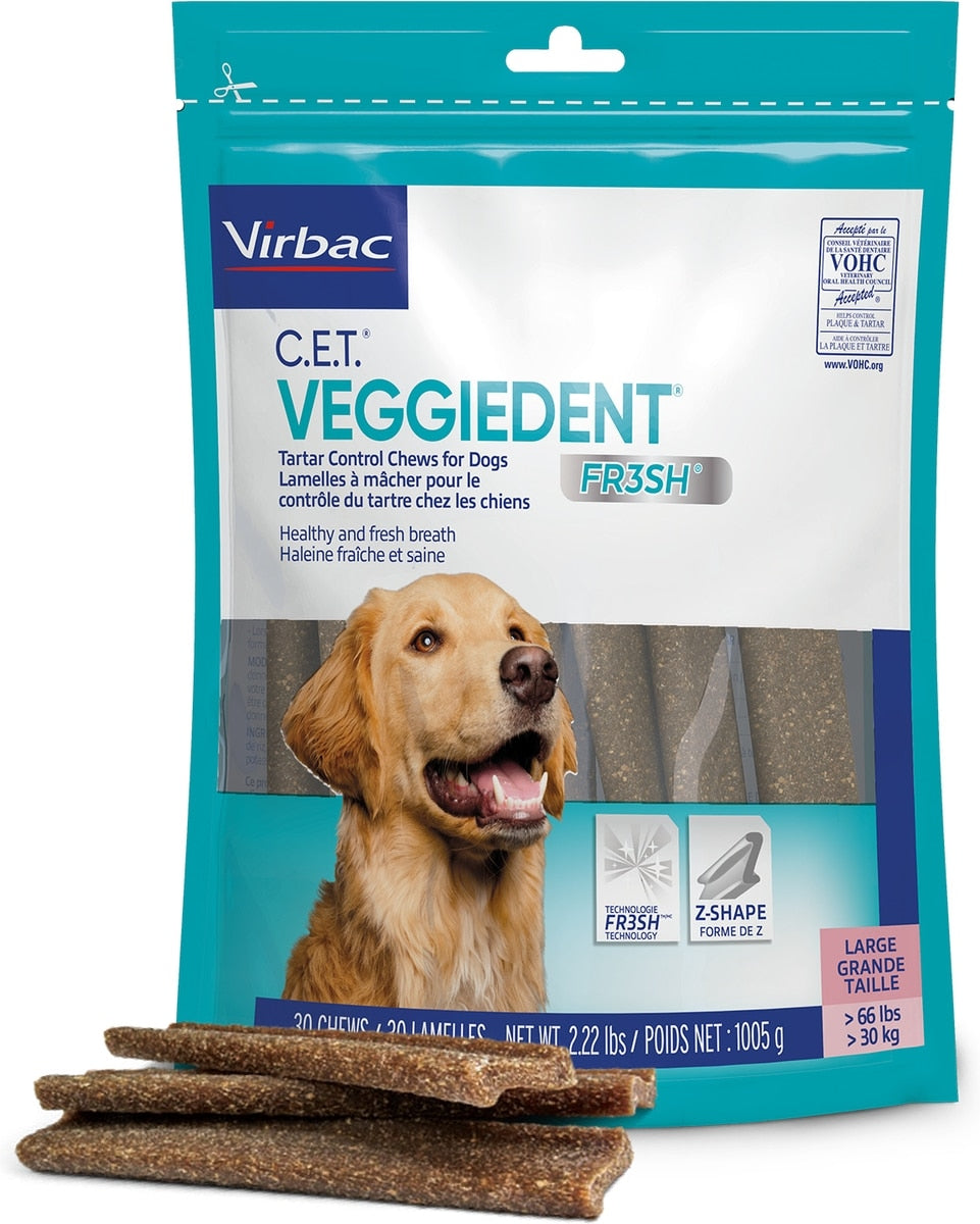 C.E.T. Veggiedent Fr3Sh Tartar Control Chews For Dogs, 30ct