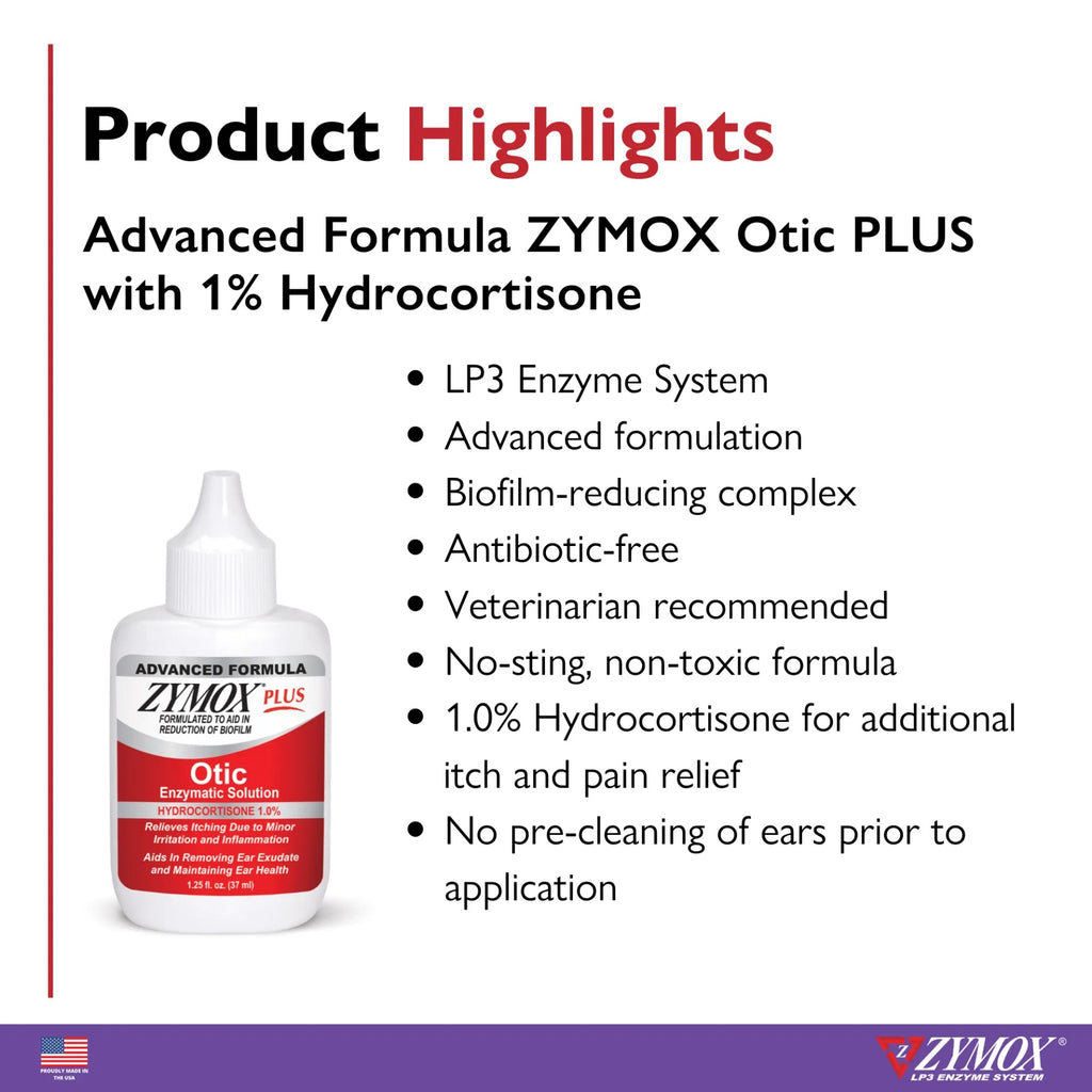 Advanced Formula Zymox Plus Otic with 1% Hydrocortisone, 1.25oz